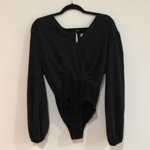 Never worn black women’s black chiffon bodysuit